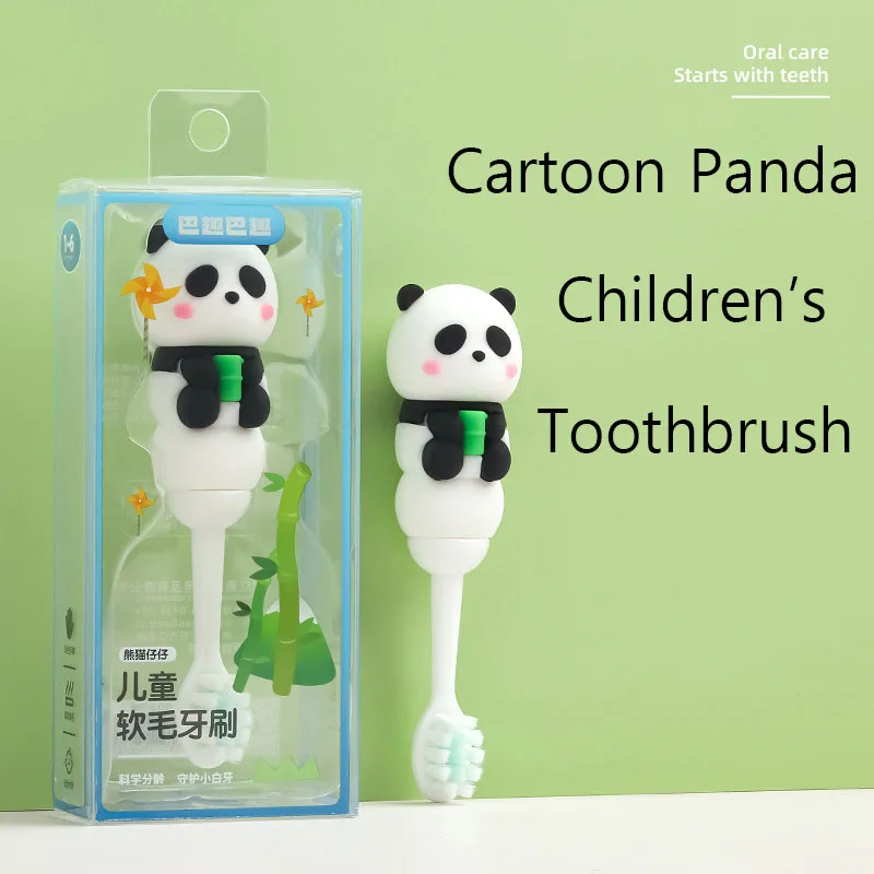 

Cartoon Panda Children's Toothbrush Soft Hair Cleaning And Gum Protection Small Brush Head Suitable For Children Aged 3-12