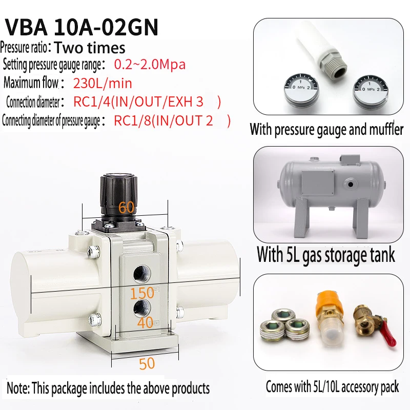 Serbatoi di stoccaggio VBAT05A1-5L VBA10A1-10L VBA20A1-22L VBA38A1-38L raccordo per serbatoio di stoccaggio del Gas kit10A + 5L/10Aa serie di