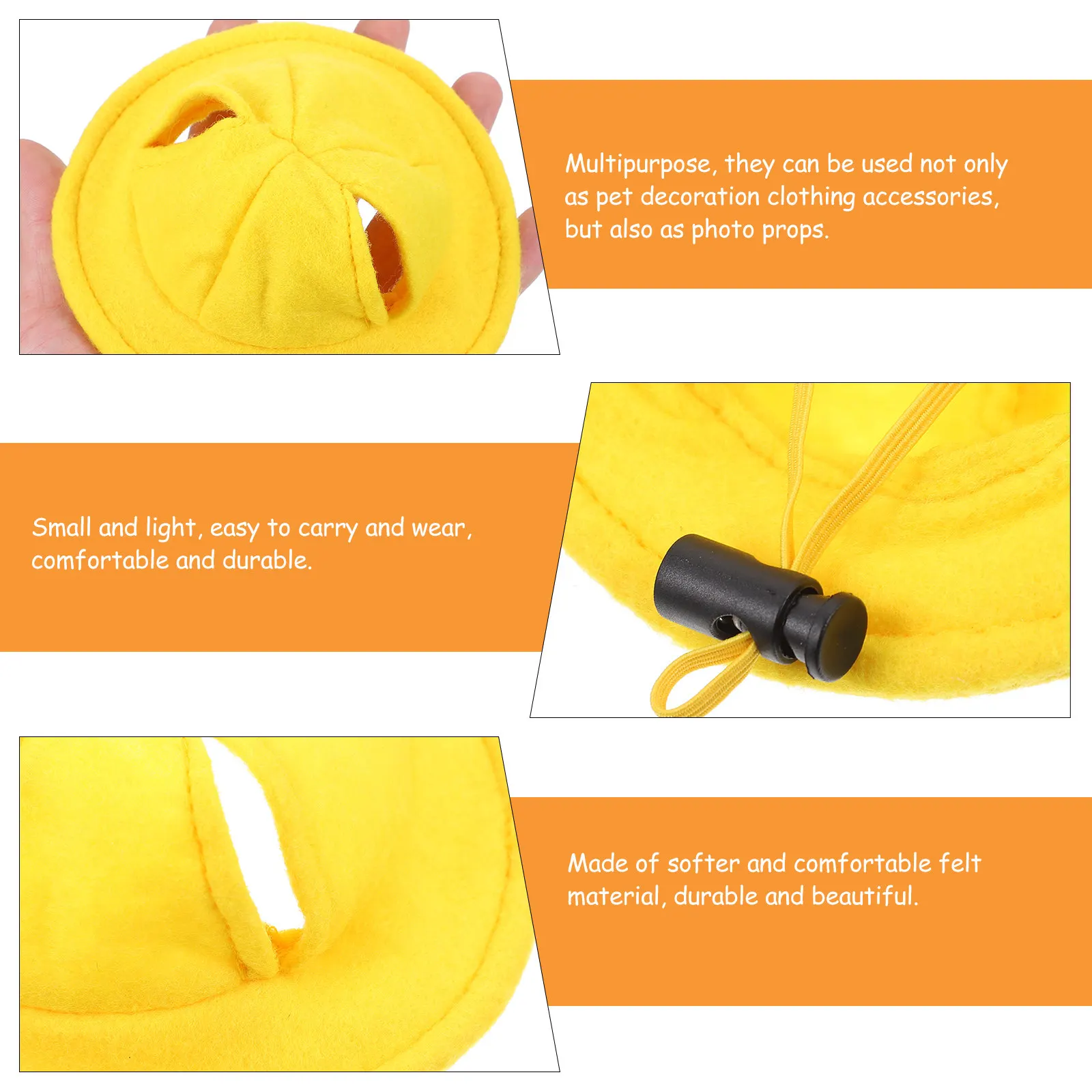 Small Pet Soft Felt Bucket Hat Adjustable Ear Hole Cap for Rabbit Guinea Pig Hamster Party Photo Costume Accessory, 2 Colors Opt view 6