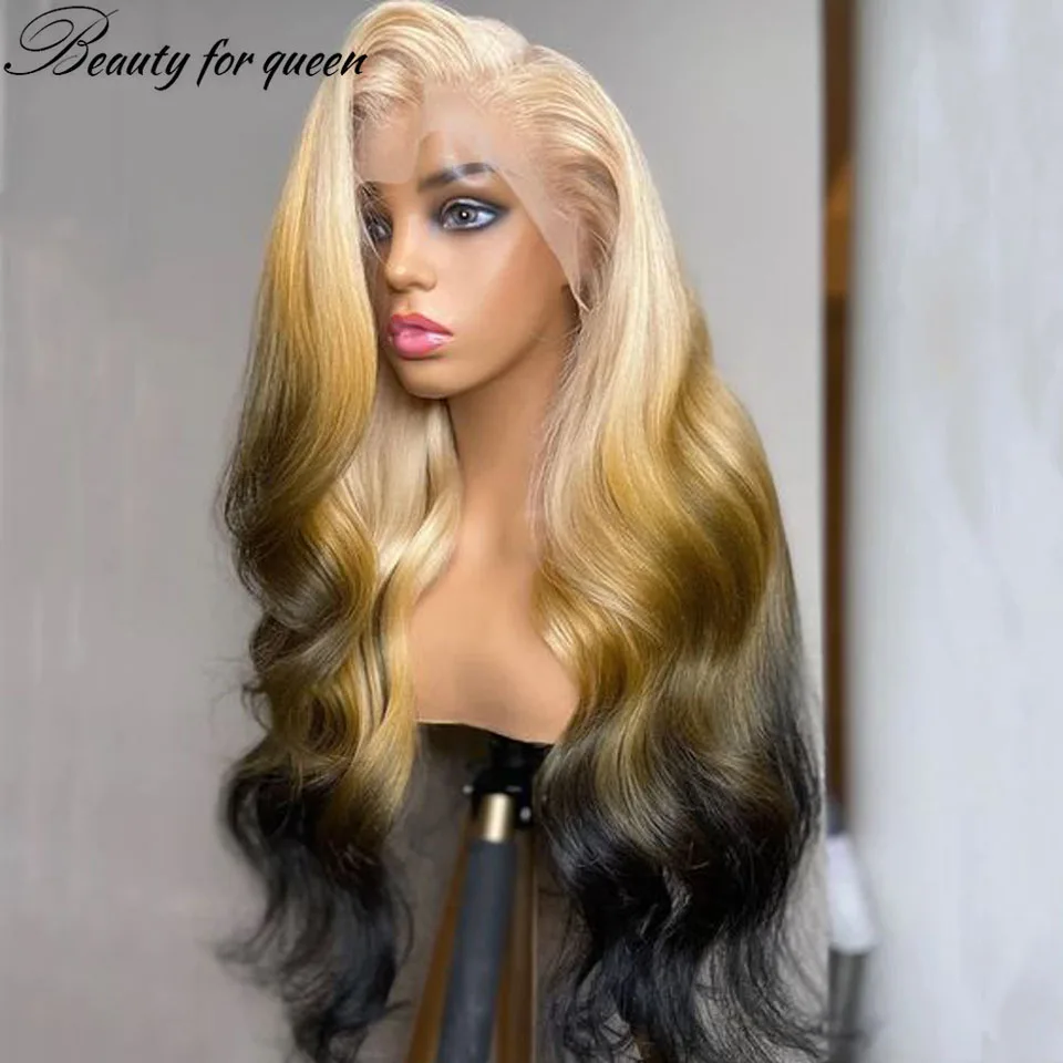 Hoge Kwaliteit Lichtbruin Zwart Gekleurde Braziliaanse Menselijk Haar Pruik 13X4 Hd Kant Frontale Pruiken Voor Vrouwen dragen En Gaan Pre Geplukt