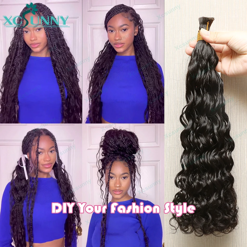 Bulk Braiding Human Hair Extensions Water Wave Bulk Human Hair For Braiding  Curly Bulk Human Hair No Weft For Boho Braids