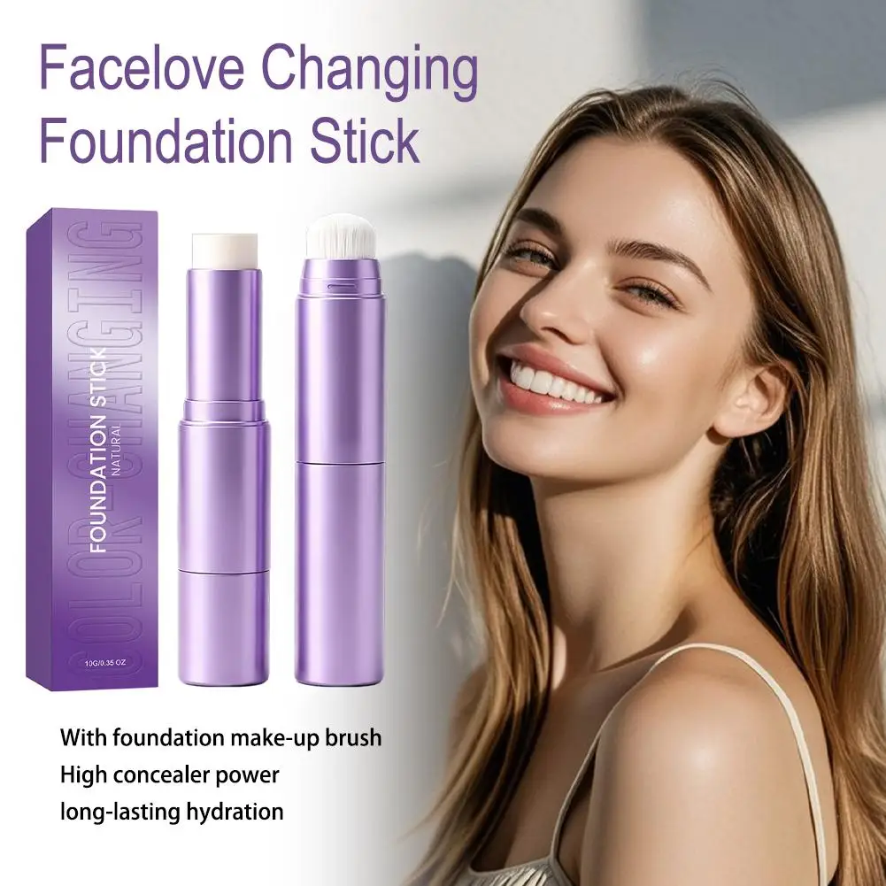 2 In1 Dual Head Color Changing Foundation Stick Smart Skin Tone Adapt High Coverage Moisturizing LongLasting Flawless Finish 10g