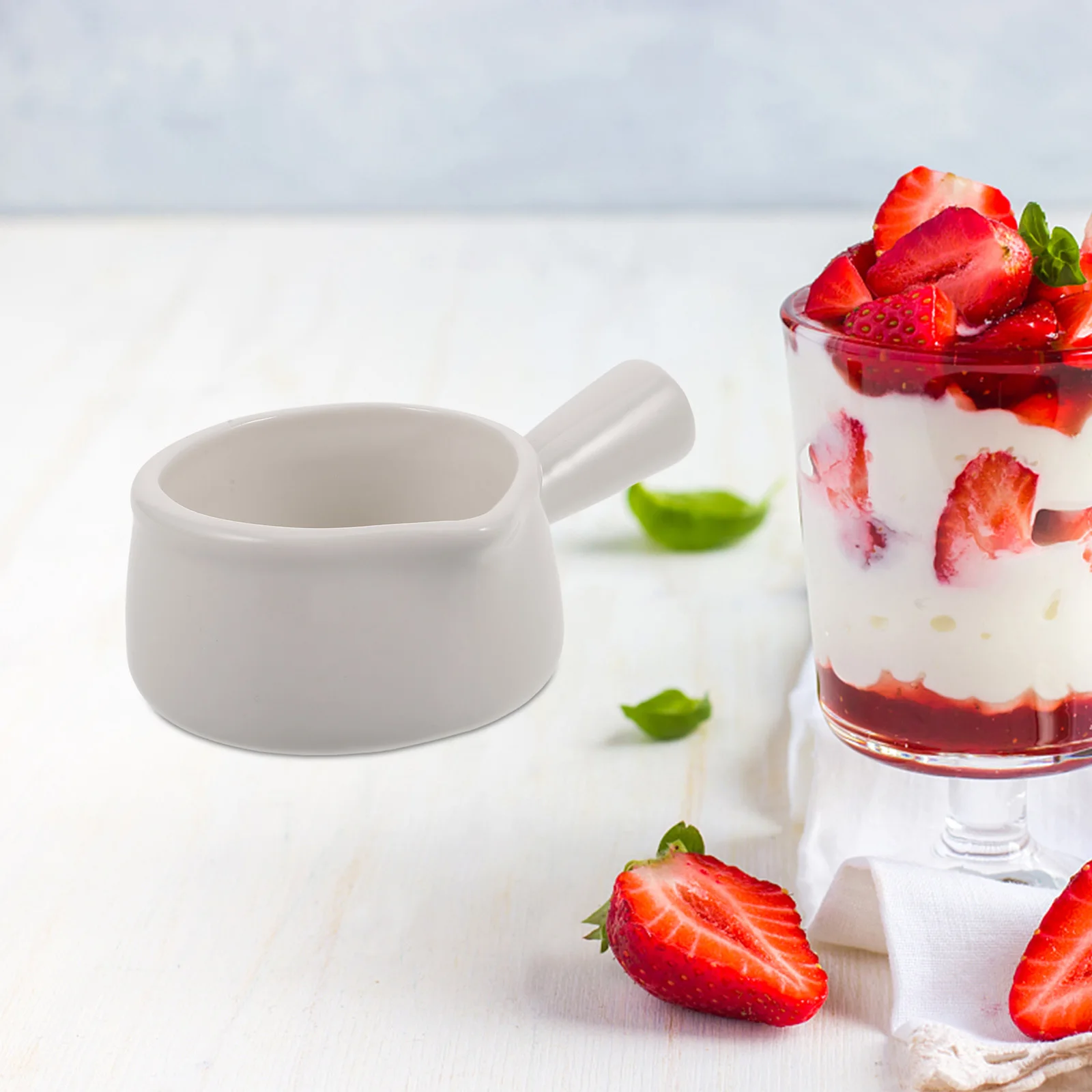 

Ceramic Small Milk Pitcher Handle 60ml Creamer Pitcher Sauce Bowl Seasoning Dipping Bowl Small Handle Cup for Coffee Western