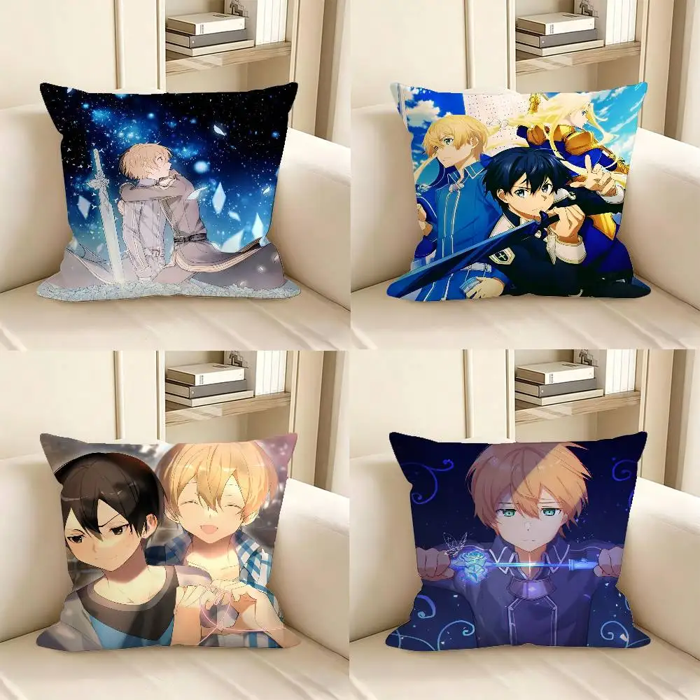 1pc Kirito Eugeo Pillow Case Fashion Square Pillowcase Bedroom Sofa Room Ins Decoration Leisure
