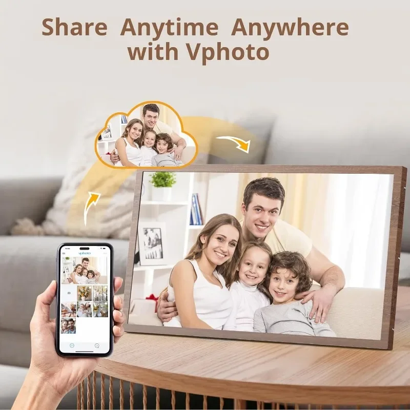 Digital Picture Frame 21.5 inch Screen WiFi Digital Photo Frame Display, 32GB Storage, Auto-Rotate, Share Photos via App, Email