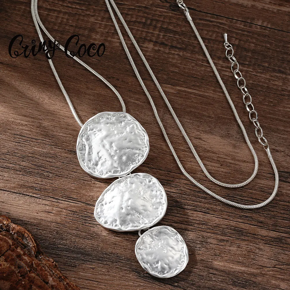 قلادة طويلة مستديرة هندسية كبيرة قلادة أنيقة مكتنزة الأفعى سترة سلسلة المرأة مجوهرات الأزياء للنساء أمي هدية الكريسماس #1