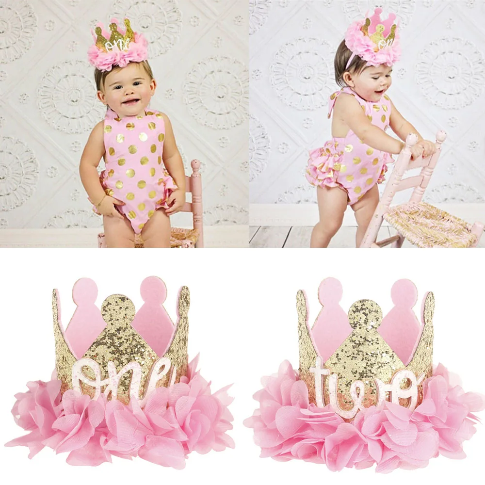 New Princess Baby Girl 1st Birthday Party Flower Crown Party Headband Hairband