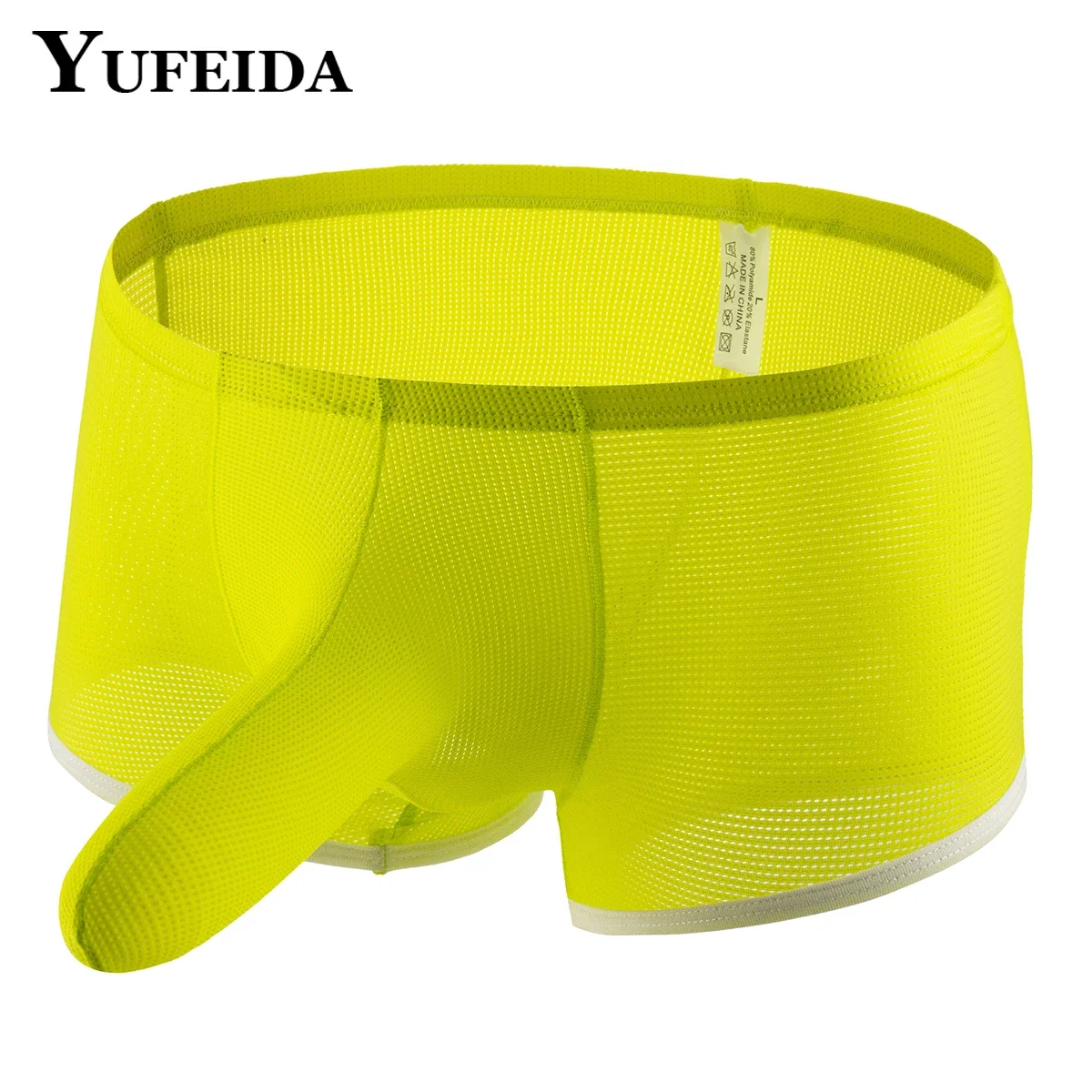 

YUFEIDA Penis Sleeve Men Elephant Nose Boxer Front Pouch Underwear Sexy Male Mesh Breathable Boxers Man Long Bulge Pouch Panties