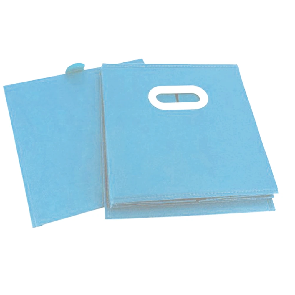 

Folding Storage Bin Blue Non-Woven Fabric Dustproof Moisture-Resistant Laundry Organizer For Clothes Underwear Socks Crafts