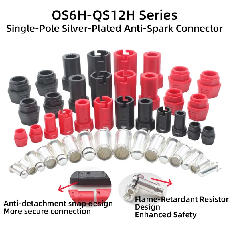 2Pair QS8H QS10H QS12H Silver-Plated Anti-Spark Connectors 60A-250A High-Current RC Model Lithium Battery Plugs
