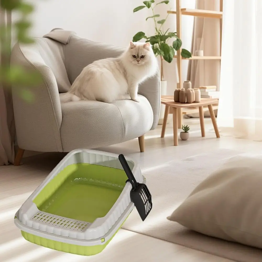 علبة نفايات القطط المفتوحة، صينية فضلات الحيوانات الأليفة، كبيرة محمولة، سرير القطط، كيتي، مقلاة القمامة، مرحاض القطط للحيوانات الصغيرة، Gre #5