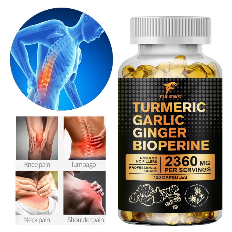 

Turmeric Ginger Supplement, with Garlic Curcumin Black Pepper, Support Joint & Heart Health, Promote Digestion, Boost Immune