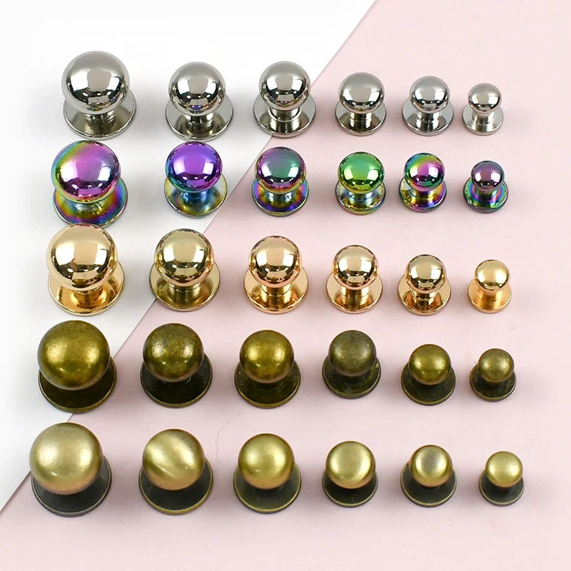 

20P Meetee 4-12mm Round Metal Rivet Buckles Leather Belt Fastener Bag Legs Nails Wallet Screw Studs Buckle Hardware Accessories