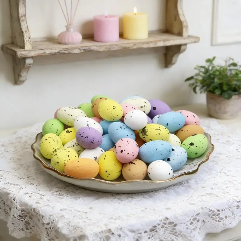 

(50pcs)2x2.5cm Multi-color Easter Eggs Foam Simulation for Parent-Child Activities DIY Festival Decorations