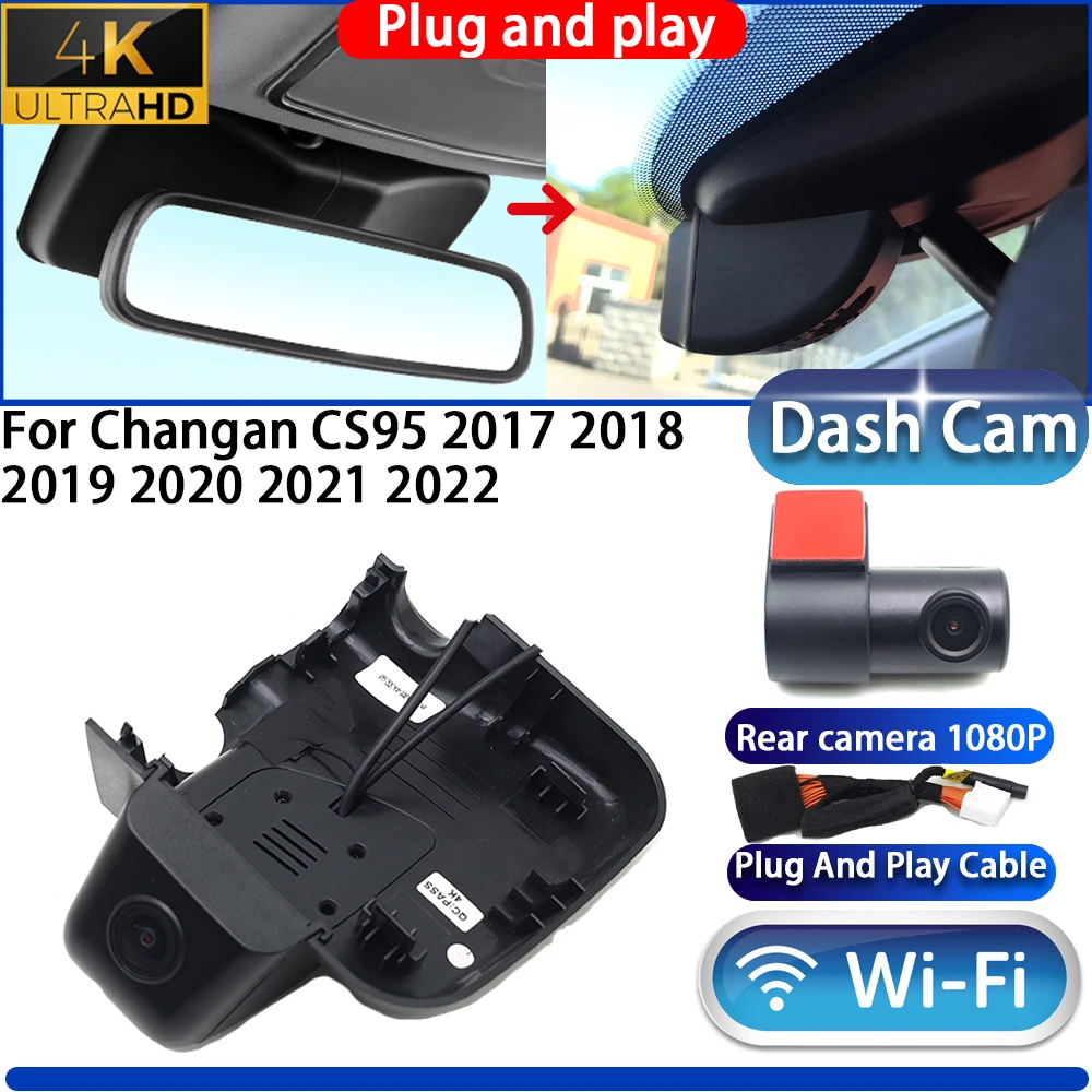 HighCity For Changan CS95 2017 2018 2019 2020 2021 2022 Dash Cam Camera DVR 4K Night Vision Wifl Plug And Play Video Recorder