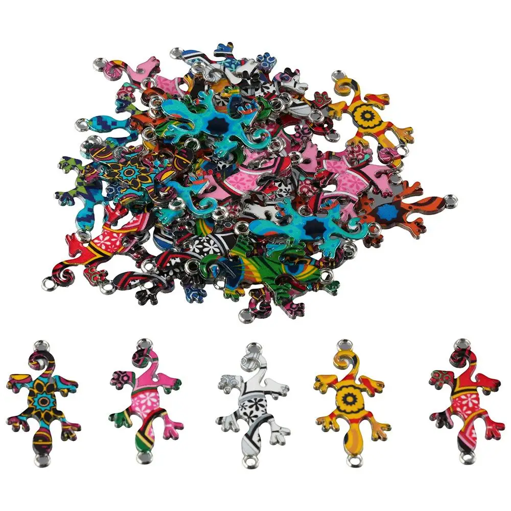 Key Chains Mixed Color Gecko Charm Connector Alloy Decorative Gecko Charms Pendant Animal Pendant DIY Accessories