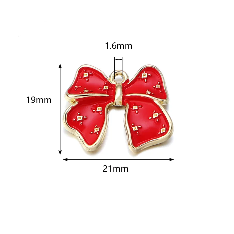 10pcs/Lot 21x19mm Bow-knot Enamel Charms for Jewelry Making Diy Bracelets Earring Pendant Charms Supplies Accessories Wholesale