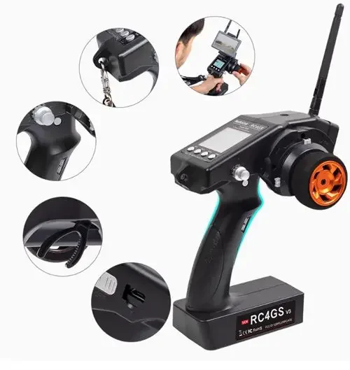 Radiolink rc4gs v3 receptor transmissor rc de 5 canais 2.4ghz controlador remoto de metal de superfície para carros e barcos giroscópio rc manufactu