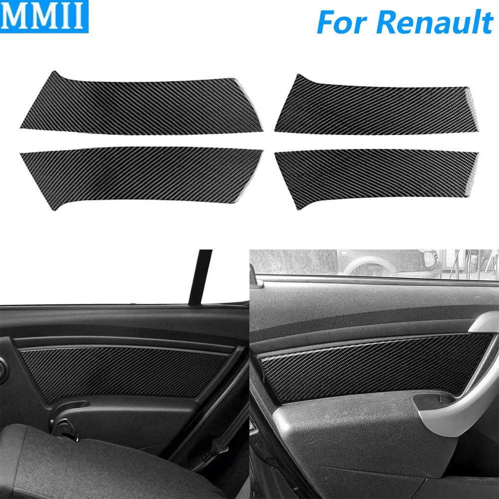 

Для Renault Logan, для Dacia Sandero 2007-2012: Комплект накладок на внутренние дверные панели (передние и задние) из карбона, аксессуары для автомобиля, наклейки