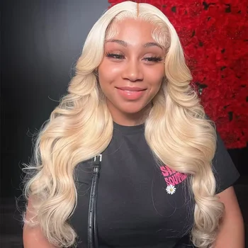 250% Density Blonde Body Wave Lace Front Wig 613 HD Transparent Lace Frontal Wig 13x6 Glueless Wigs Human Hair For Black Women