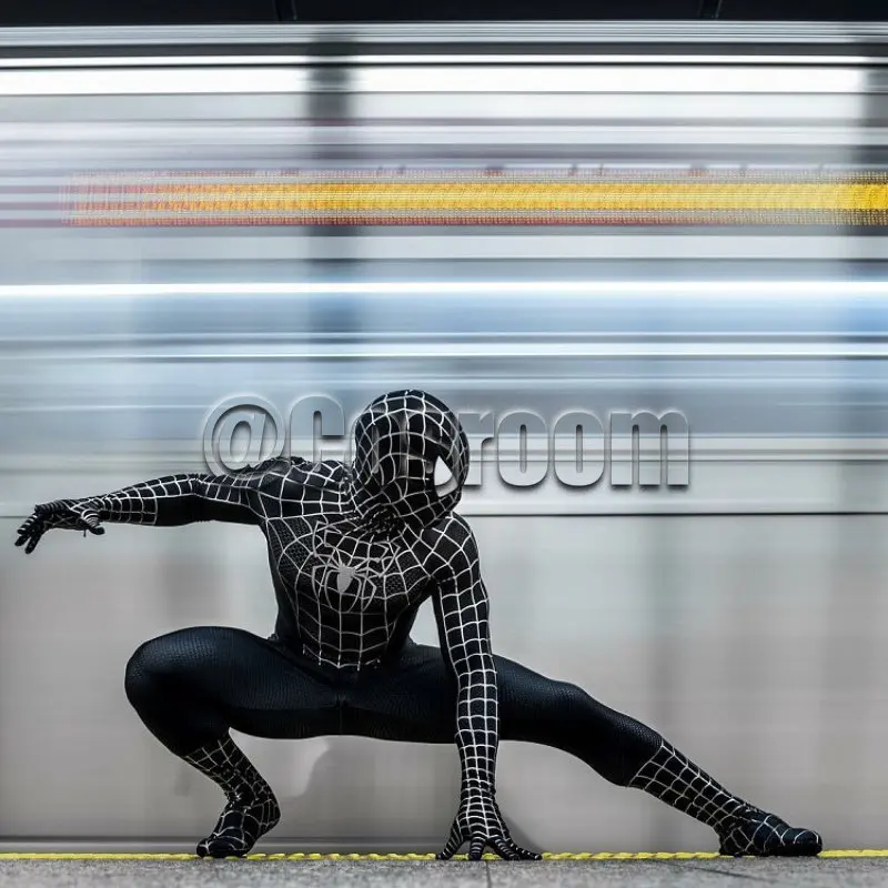 Disfraz de Spiderman Tobey Maguire, traje Zentai de superhéroe, negro/rojo, Raimi, para Halloween, para adultos