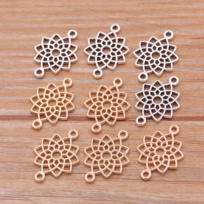 30Pcs 13*20MM Two Color Zinc Alloy Retro Pendants Porous Connectors Linker For DIY Charm Necklace Bracelet Jewelry Accessorie