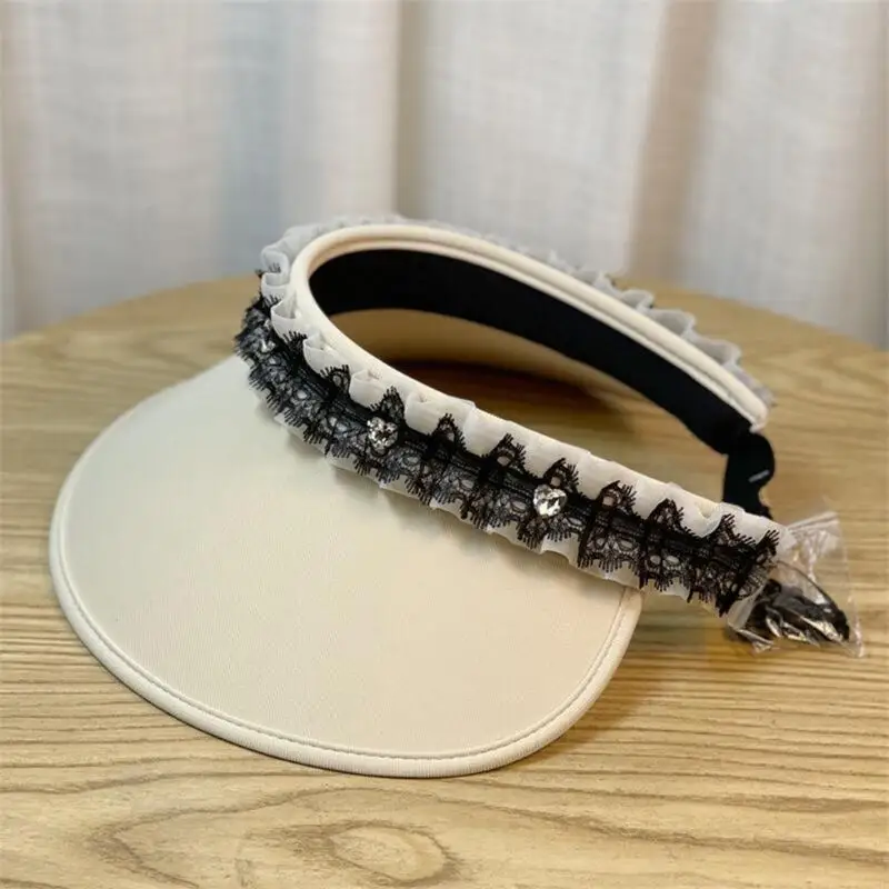 Girls Sun Hat Handwoven Elegant Empty Top Gift for Vacations Lace Hat Y08E