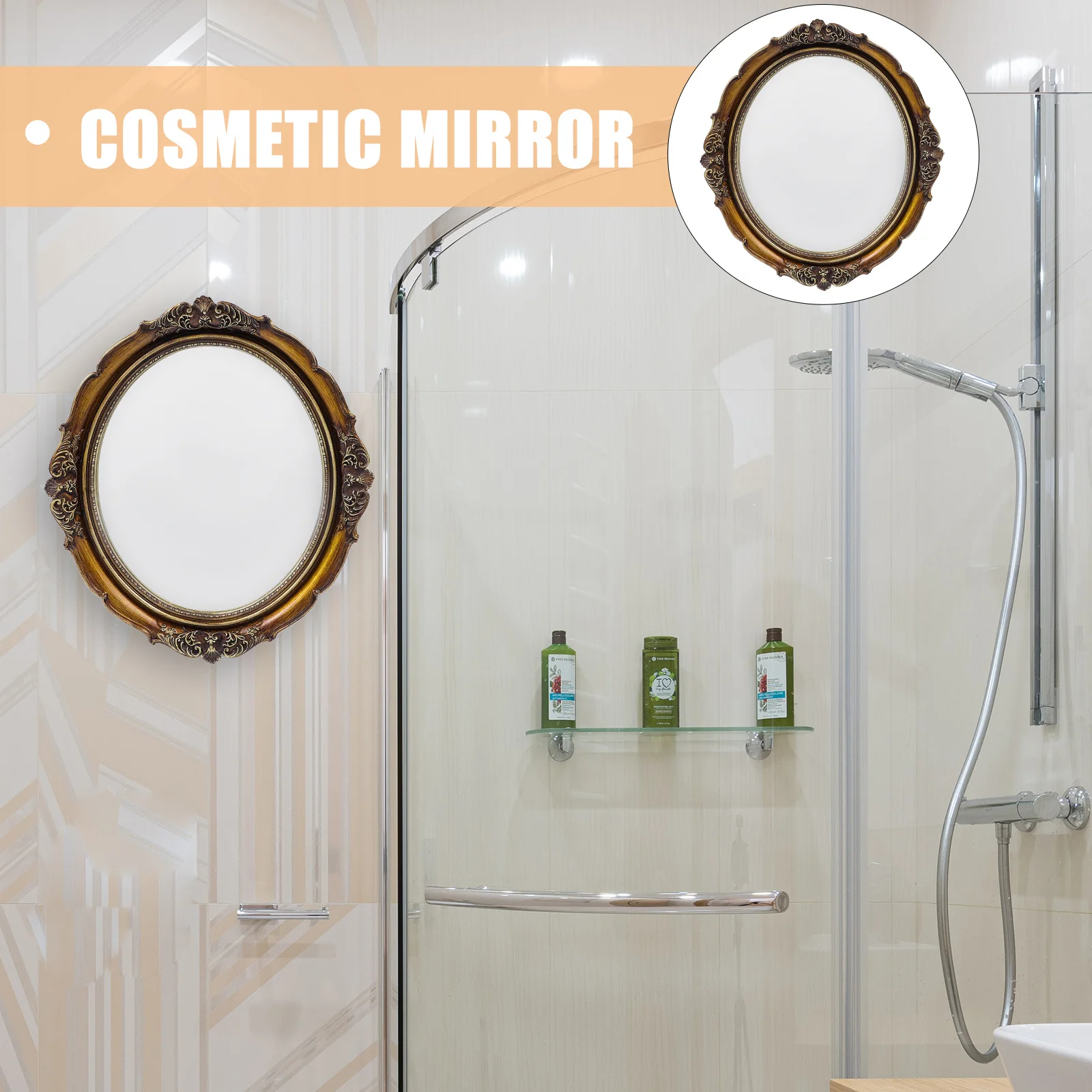 

Vintage Wall Hanging Mirror Decorative Bedroom Makeup Vanity for Dorm Bathroom Entryway Multifunctional Glass Mirror with