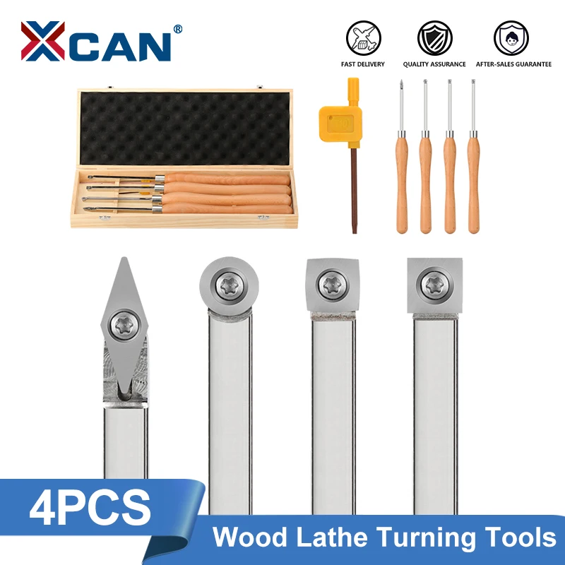 

XCAN Wood Lathe Turning Tool Set 4pcs Wood Lathe Chisel Set with Carbide Insert Woodworking Tools
