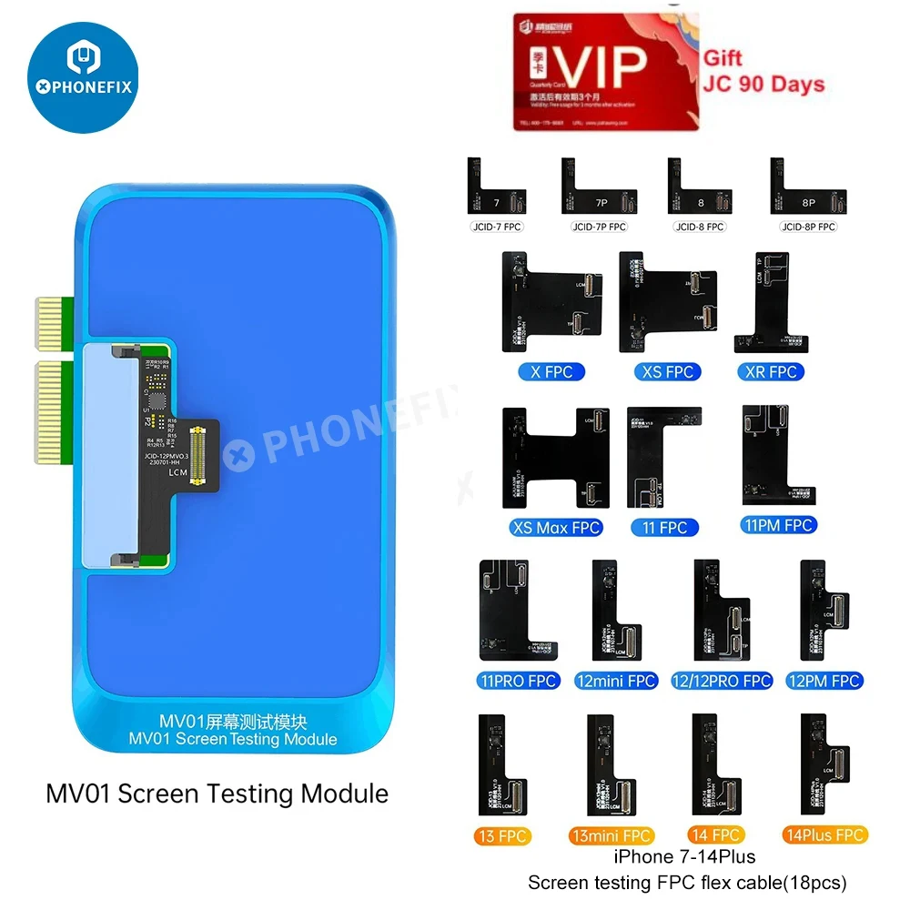 JCID MV01 หน้าจอ LCD การทดสอบโมดูล IPhone X-15 น Android Huawei Samsung จอแสดงผลฟังก์ชั่นเต็มรูปแบบการวินิจฉัยการตรวจจับซ่อมเครื่องมือ