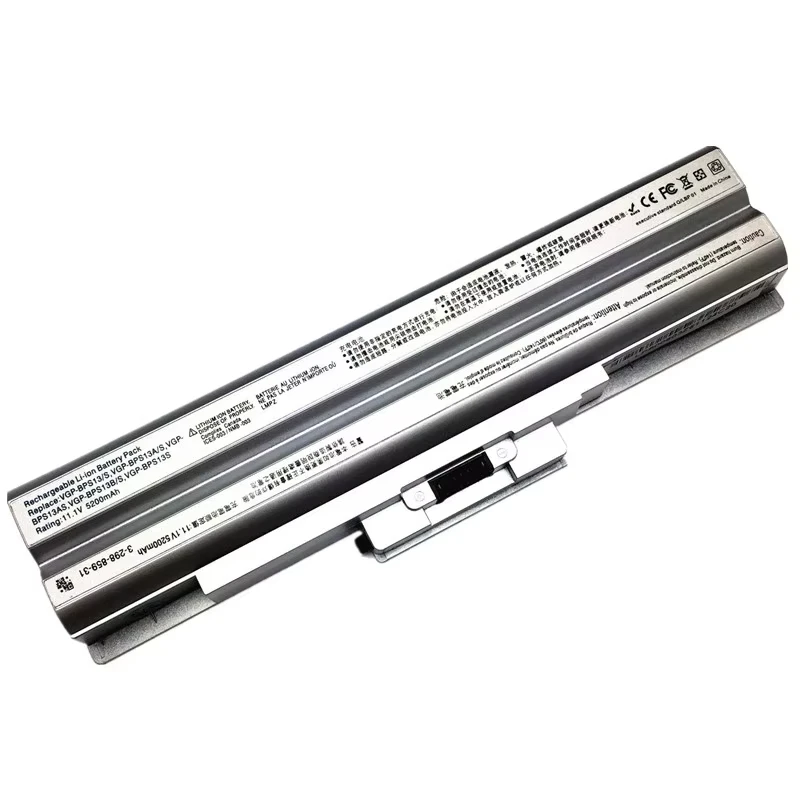 VGP-BPS13 11.1V 5200mAh Laptop Battery For Sony VGP-BPS13/S BPS13AS BPS13B/S BPS13A/S VGN-CS28 BPS13 VGN-CS Silver