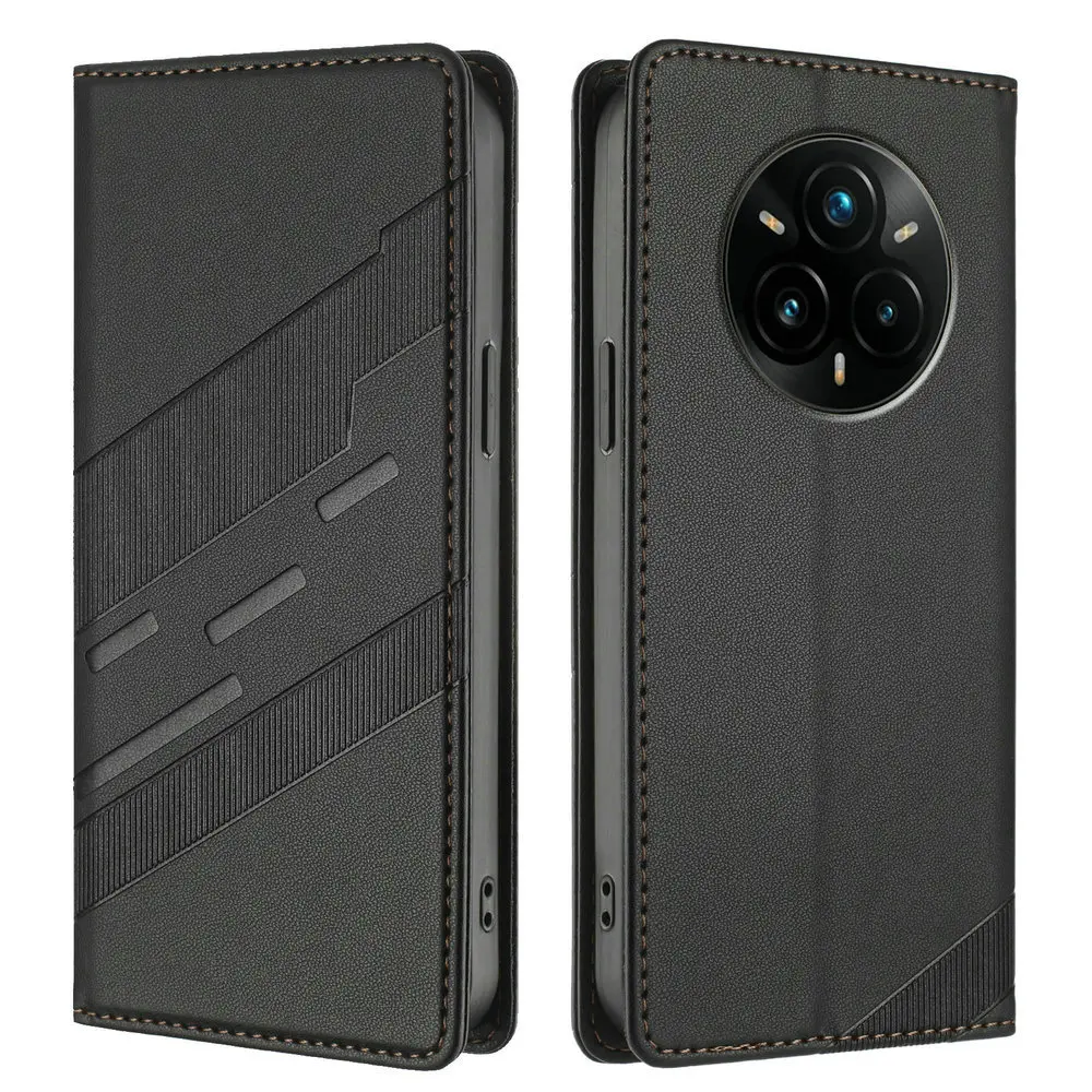 Etui z klapką Realme 16 15 14 Pro Plus 5G, skóra o fakturze, magnetyczne, typu książka, futerał Realme 15, obudowa na telefon Realmi 14Pro+, Realme14, 14X, 16 — zdjęcie produktu 5