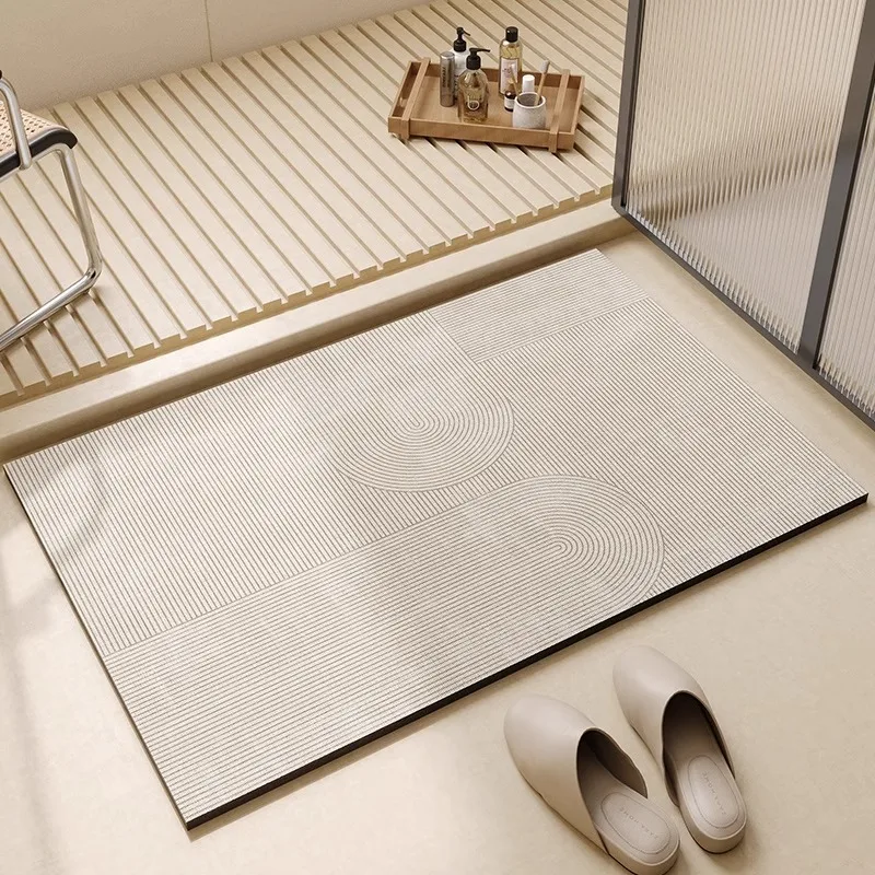 

Bathroom Toilet Pvc Absorbent Carpet Toilet Toilet Door Anti-slip Rug Soft Diatom Mud Foot Mat Beige Minimalist Decorative Mats