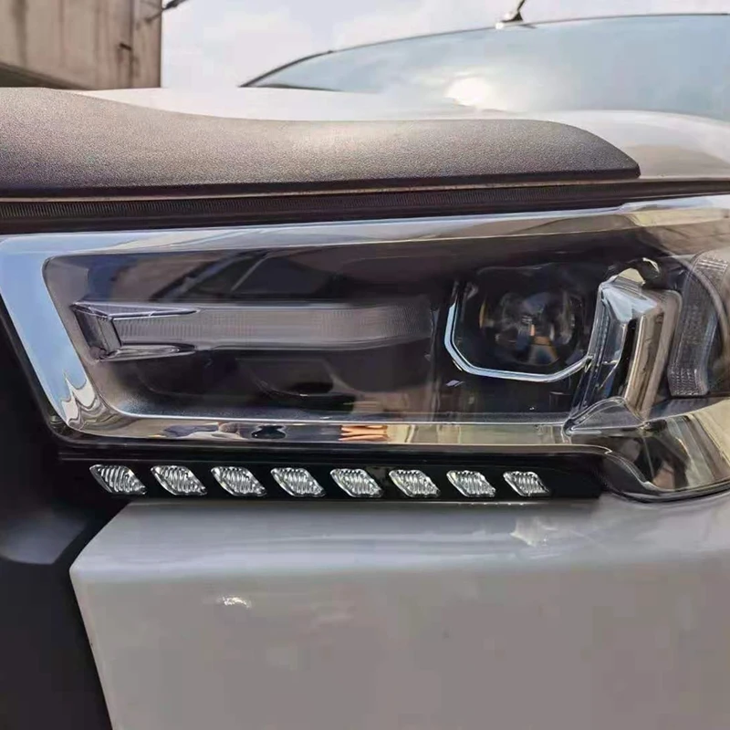 Car Retrofit LED Daytime Running Lights Turn Signal Lights For Toyota Hilux Revo Rocco Space Cab 2020-2021