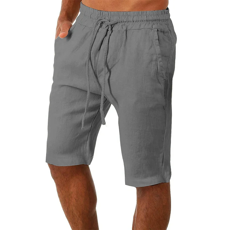 Pop Oversized 5XL Men's Cotton Linen Shorts Pants Summer Soft Fit Breathable Solid Color Shorts Fitness Streetwear Mens Clothes
