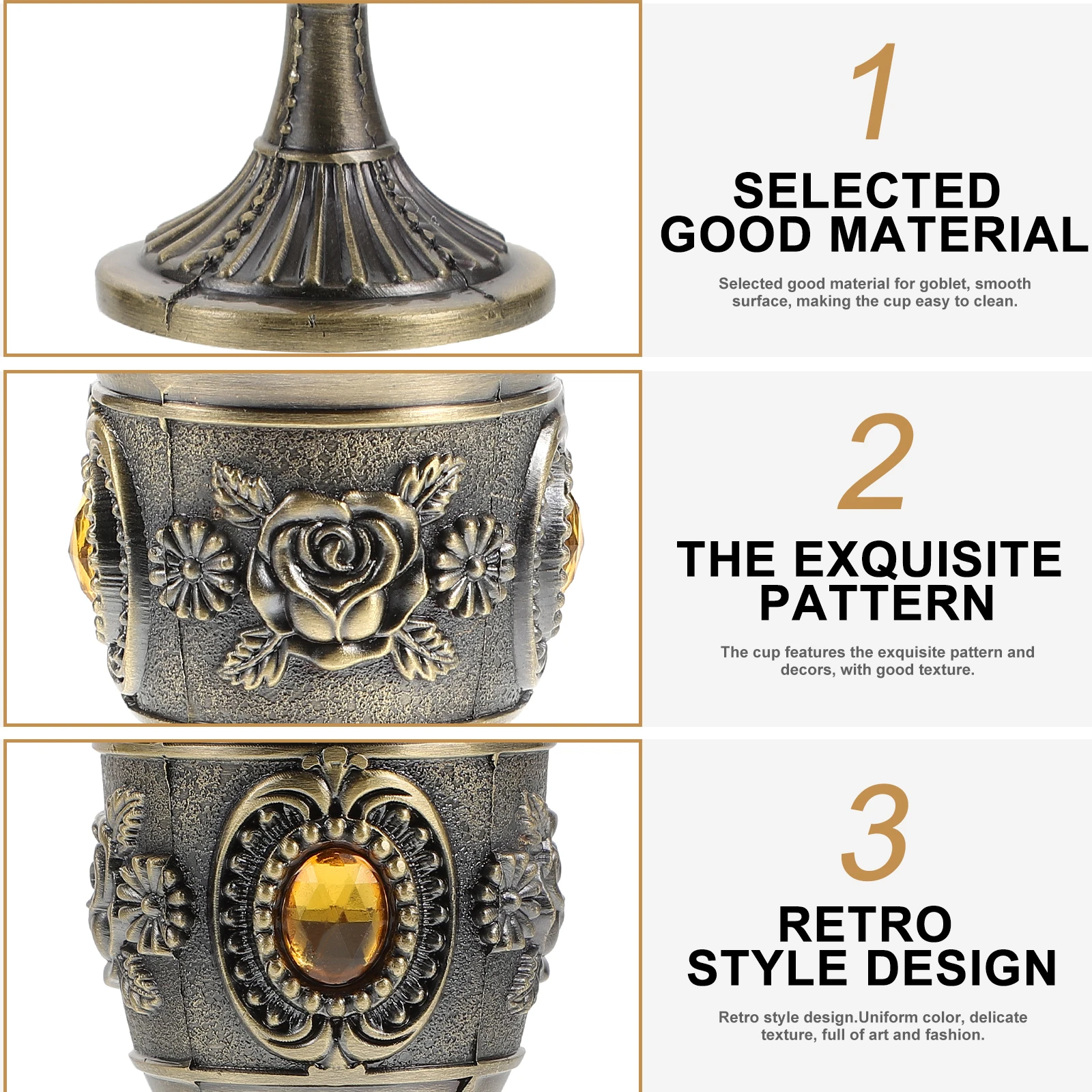 

Retro Goblet Compact Size Exquisite Pattern Smooth Surface Bar Home Use Small Drinking Cup Creative Beverage Glass