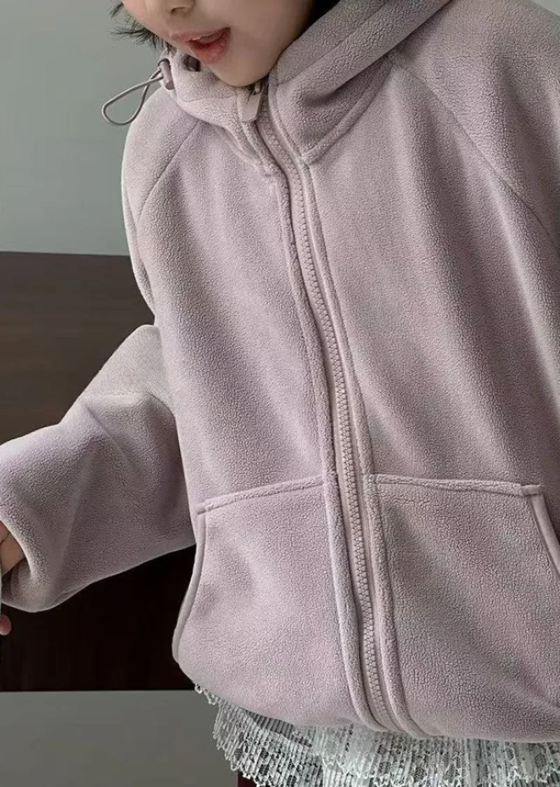 

Winter Warm Thickened Fleece-Lined Loose Fit Korean Style Versatile Hooded Sweatshirt for Girls