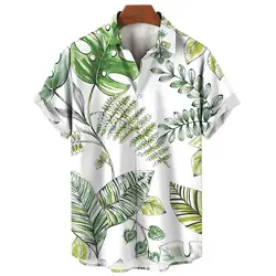 Men's Hawaiian Shirts Aloha Short Sleeve Top Casual Beach Social Blouse Holiday Print T-Shirts Oversized Tees Shirt Men Clothing