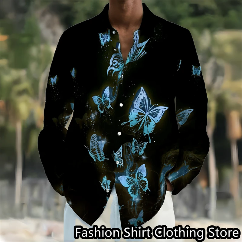 7 -color men\'s shirt pattern shirt 3D print high -definition pattern butterfly shirt outdoor shopping fashion leisure 6xl