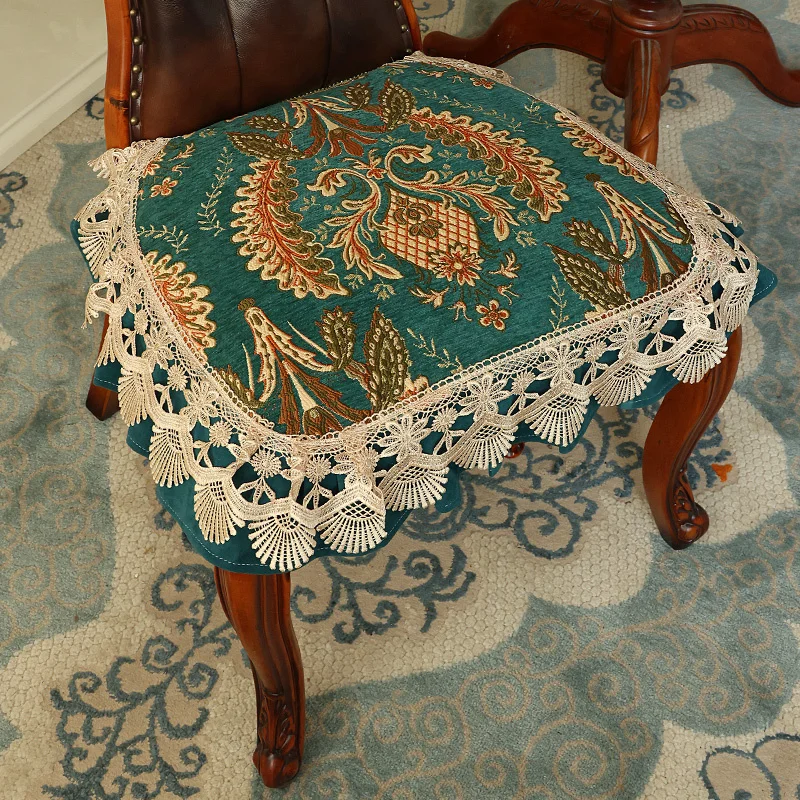 New American style Chenille material Wind jacquard weaving lace home decoration Non-slip Dining Table Seat Cushion Light luxury