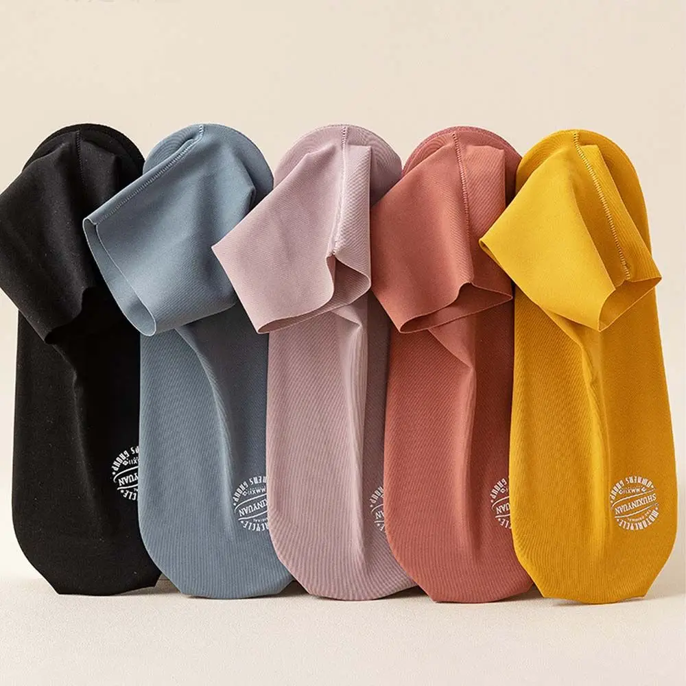 Calcetines finos sin costuras de seda helada para niñas, calcetines de verano de cualquier corte para mujeres, calcetines de tubo medio, medias
