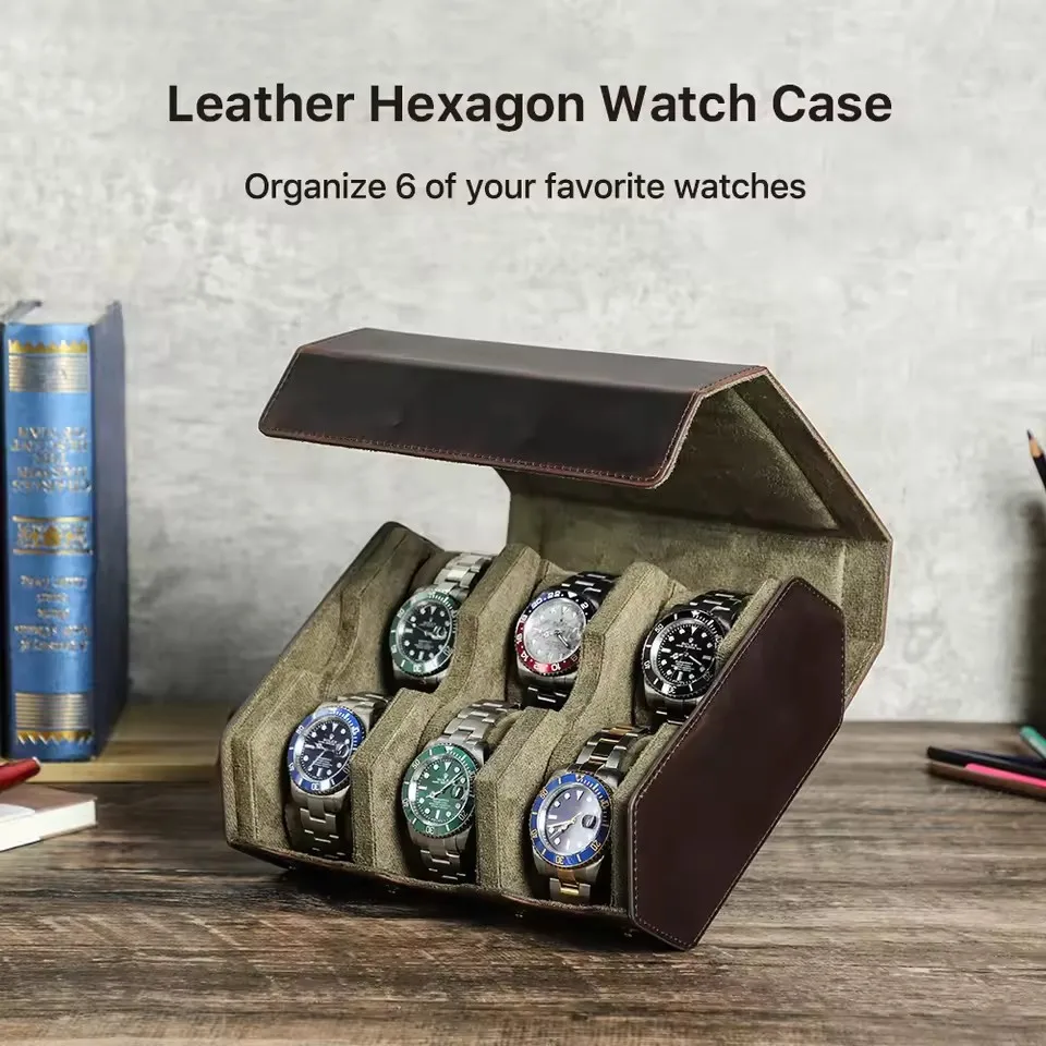Vintage Genuine Leather 6/8 Slots Travel Watch Case Box Display Watches Roll Pouch Storage Organizer Holder Pouch Jewelry Box