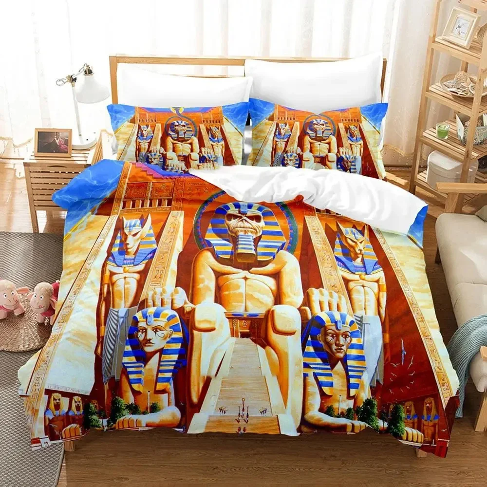 Hip Hop Heavy Metal Maiden, 3-piece Cartoon Anime Duvet Cover Sets For Adult Boy bedroom, Luxury Printed Bedding Set