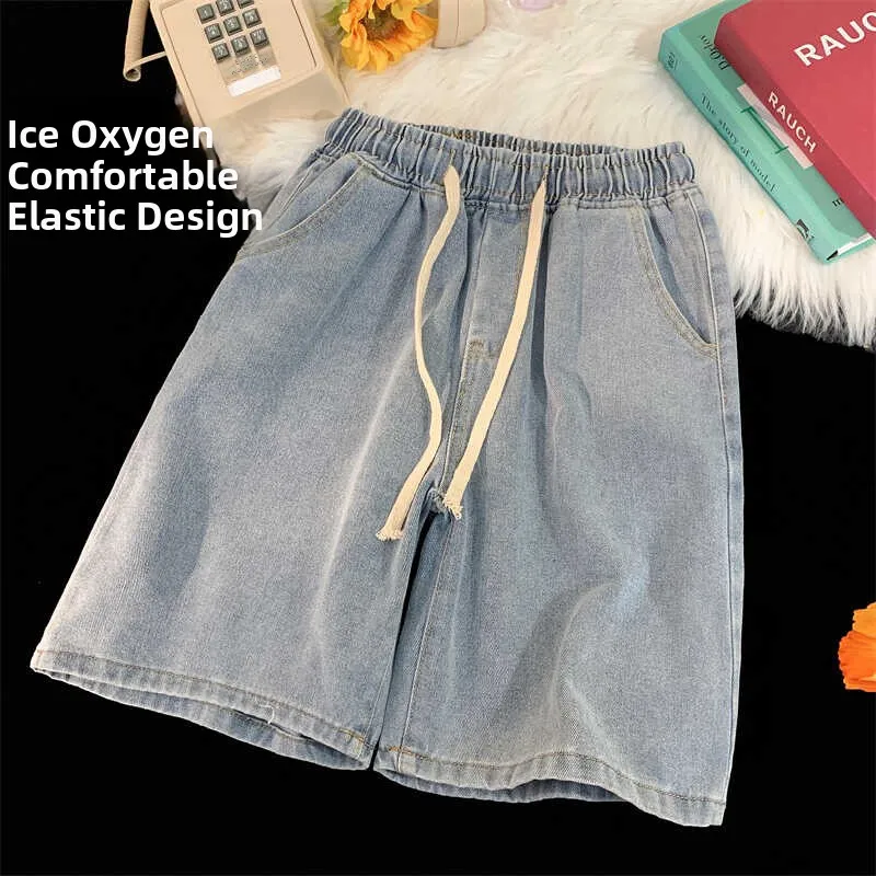 

Summer Thin Wide Leg Denim Shorts Women's Casual Comfortable Loose Slimming Five-Quarter Pants Versatile Small Size