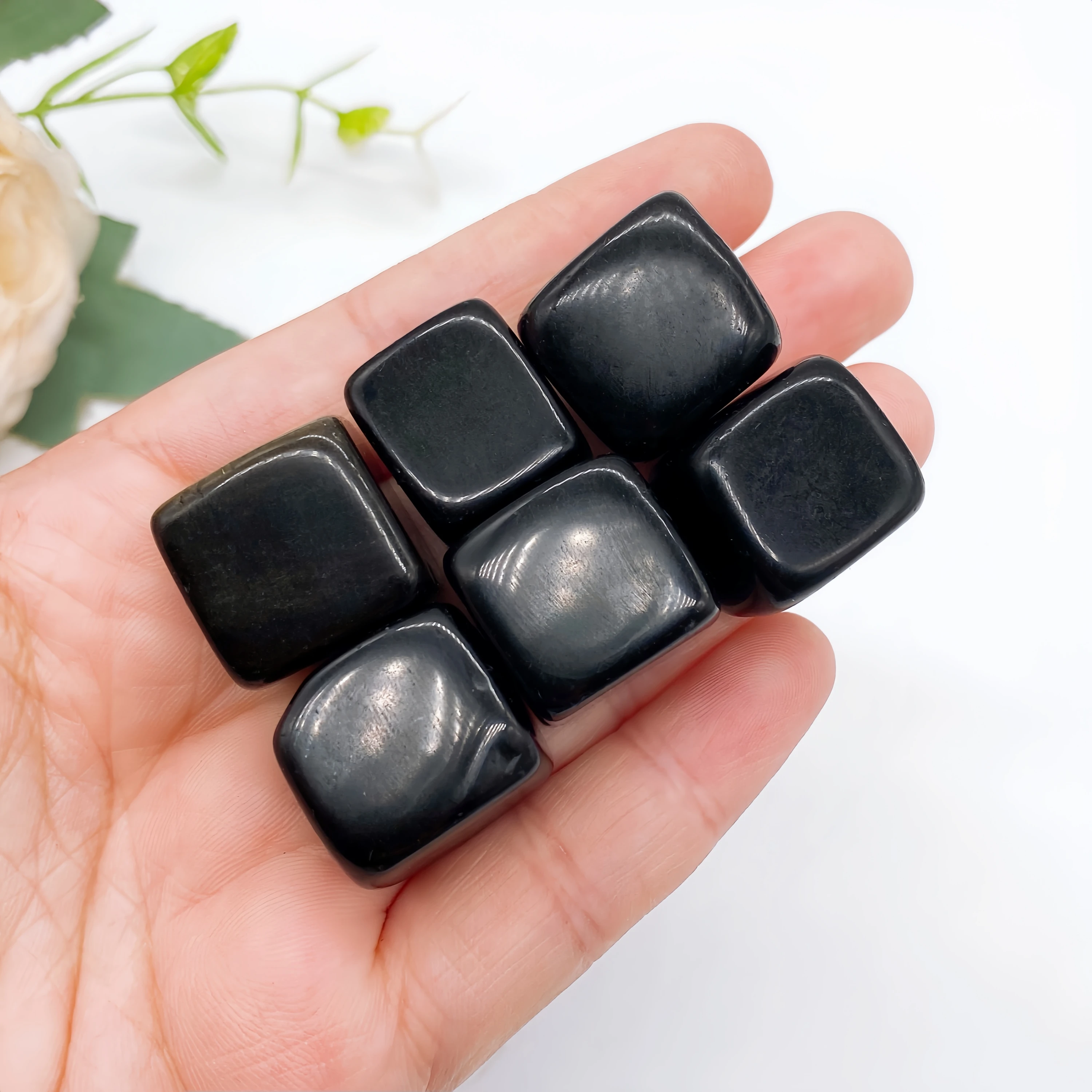 Natural Obsidian Square Palm Cube Tumble Polished Crystal Quartz Stone Healing Energy Aquarium Home Decoration Gift