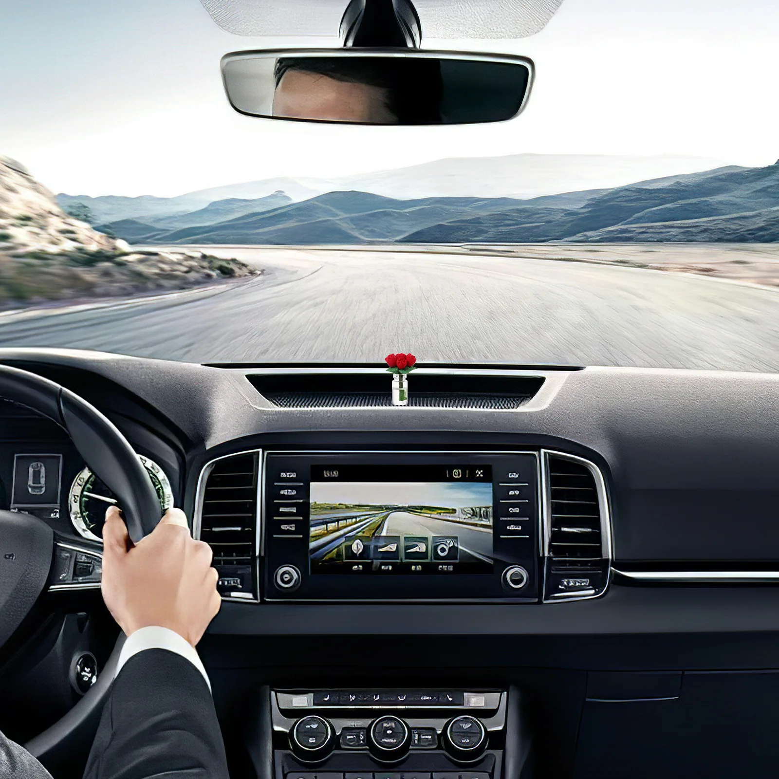 

Stylish Red Rose Car Interior Decor Flower Ornament Easy Install Dashboard Accessory Dashboard Decor Flower Car Accessories