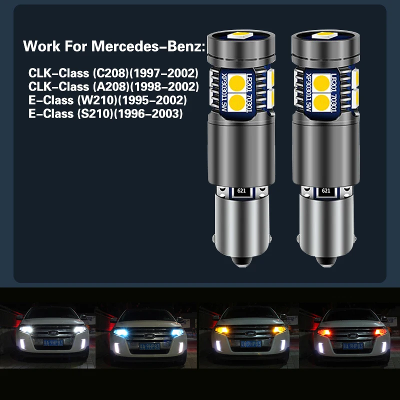 2pcs LED Clearance Light Parking Lamp Bulb H6W BAX9S 64132 Canbus For Mercedes Benz CLK Class C208 A208 E Class W210 S210