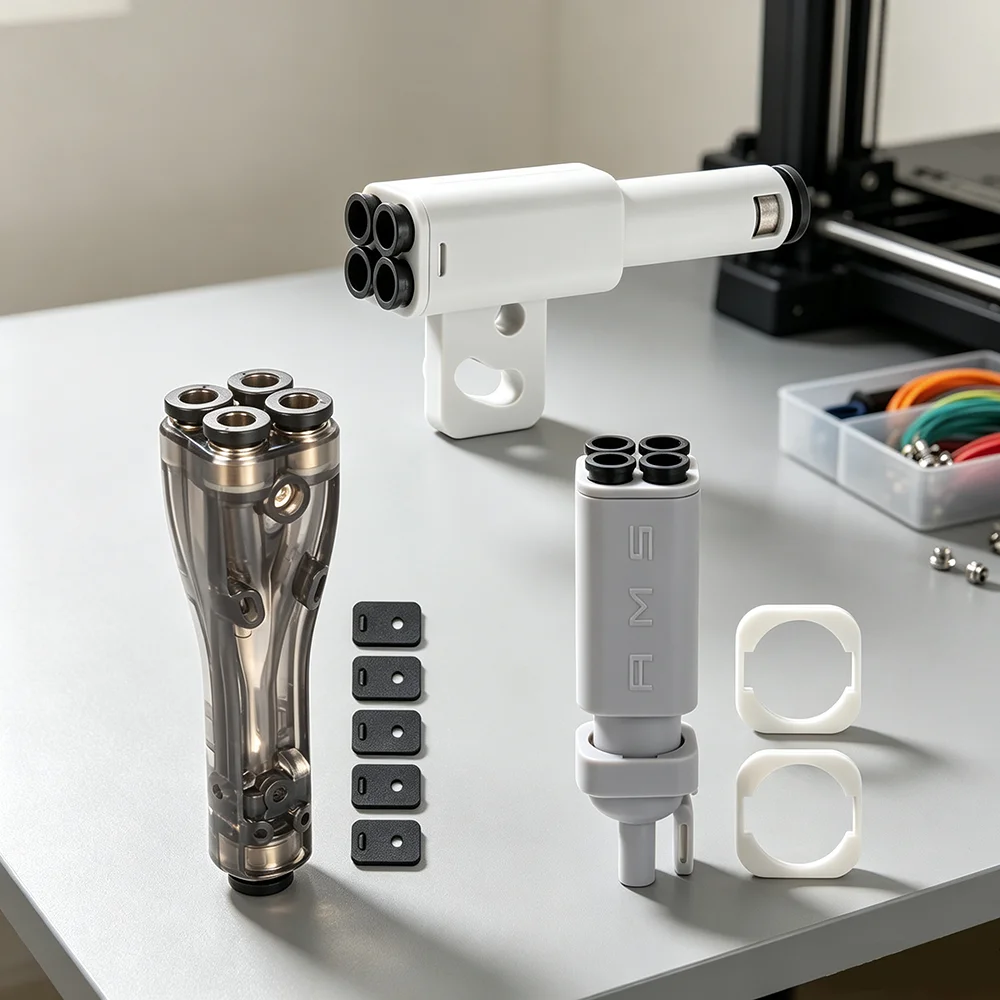 for Bambu Lab X1/P1/P2S/A1 mini 4IN1 PTFE Adapter Filament Pipe Expansion Port 4 Feeding Modules Material Tube Extension Port