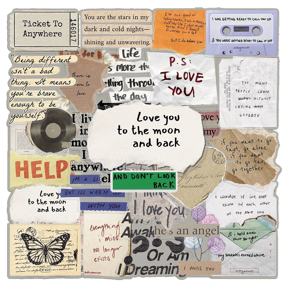 10/30/50 قطعة شفافة الرجعية الإنجليزية جزء العبارات ملصقات الشارات خمر DIY بها بنفسك محمول الهاتف مذكرات الدراجة ملصق مضاد للمياه #1