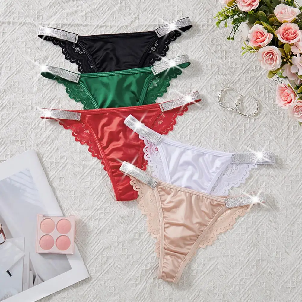 Women Panties Shiny Sequin Low Waist Hollow Out Lace Flower Embroidery Underwear Lady Underpants Female Daily Briefs 이음매 없는 속옷